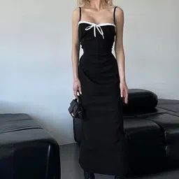 LULU & SKY Women Solid Shoulder Straps Bodycon Maxi Dress-picture-24