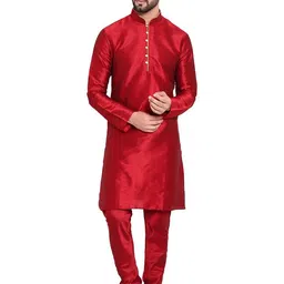JEXI Men Regular Dupion Silk Kurta with Churidar-picture-18