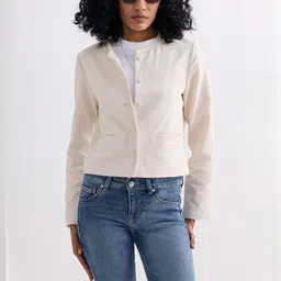 Reistor Women Collarless Checked Cotton Tailored Jacket-picture-29