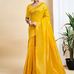 HERE&NOW Woven Design Zari Silk Blend Banarasi Saree-picture-40