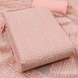 Peachmode Embroidered Silk Georgette Unstitched Dress Material image 1