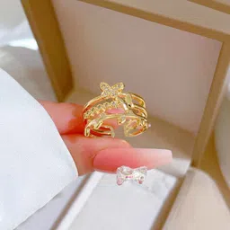 Designs & You Gold-Plated Crystals-Studded Anti-Tarnish Finger Ring image 5