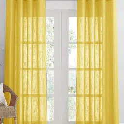 HOMEMONDE Yellow Set of 2 Sheer Door Curtain image 1