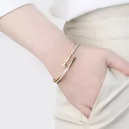 MEENAZ Women American Diamond Antique Gold-Plated Kada Bracelet image 5