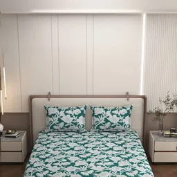 Bromwick Green Floral 250 TC Bedsheet with 2 Pillow Covers-picture-34