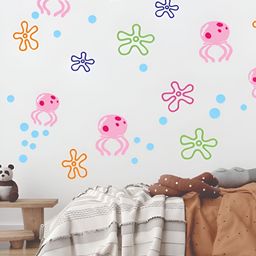 CVANU 51Pcs Pink & Blue Printed Self-Adhesive Wall Sticker-picture-24