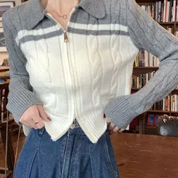 StyleCast Women Colourblocked Shirt Collar Front-Open Sweaters image 5