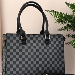 FOR THE BEAUTIFUL YOU Checked PU Structured Satchel-image-89