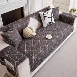 HOMETHREADS Grey Embroidered Sofa Cover image 5