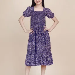 PaheliRani Puff Sleeve Crepe Formal Fit & Flare Dress-picture-26