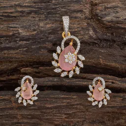 Kushal's Fashion Jewellery Embellished Bridal Gold-Plated Zircon Studded Party Pendant Set-picture-20