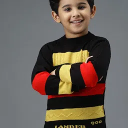 Anixa Boys Black Striped Wool Sweaters image 5