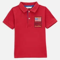 GANT Boys Typography Printed Polo Collar Pure Cotton Applique T-shirt-picture-28
