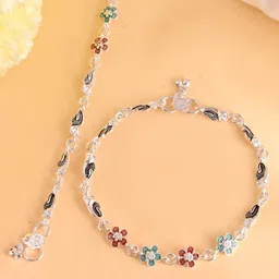 Sangria Silver-Plated Artificial Beads Anklet-picture-29