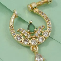 I Jewels Gold-Plated Artificial Stones Studded Ring Nosepin-picture-26