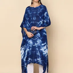 Maaesa Women Hand Tie Dyed Crepe rayon Kaftan Kurta-picture-33