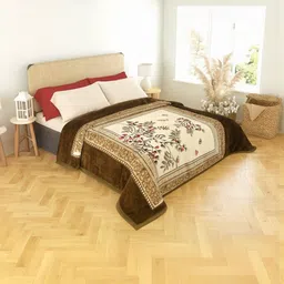 Nivasam Brown & Red Floral Printed Mink 600 GSM Mild Winter Blanket-image-3