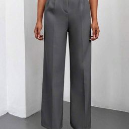 Next One Women Smart High-Rise Easy Wash Pleated Regular Trousers-picture-15