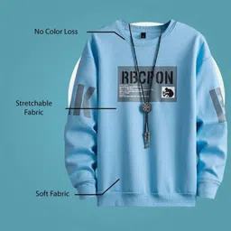 abhishek Men Printed Round Neck Cotton Blend Blue T-Shirt image 3