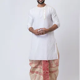 Nakshi Men Ethnic Motifs Handblock Dupion Printed Dhotis image 4