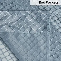 haus & kinder Blue 2 Pieces Printed Jacquard Sheer Window Curtains image 3