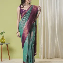 DIVASTRI Woven Design Zari Silk Blend Banarasi Saree-picture-32