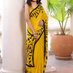 Moda Rapido Women Pure Cotton Designer Block Print Saree With Blouse Piece image 3