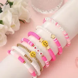 TheVineGirl Set Of 7 Artificial Beaded Elasticated Bracelet-image-15