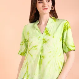 PinkTribe Tie and Dye Mandarin Collar Top-picture-19