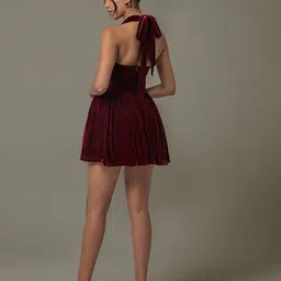 JC Mode Women Halter Neck Fit & Flare Mini Dress image 3