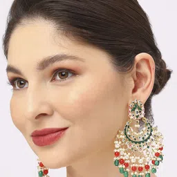 Anouk Gold-Plated Meenakari Kundan Studded Chandbalis Earrings image 2