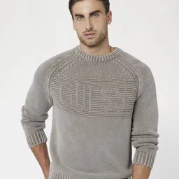 GUESS Men Typography Self Design Cotton Pullover-picture-30