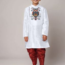 DEVOILER Boys Abstract Printed Mandarin Collar Straight Kurta-picture-31