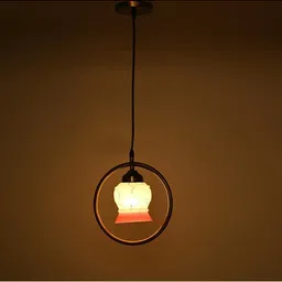 1ST TIME White & Orange Printed Spherical Self Assembly Ceiling Lamp-picture-25