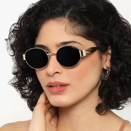 PELLE LUXUR Unisex Black Lens & Gold-Toned Oval Sunglasses PLSG9055-picture-13