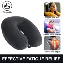 Kuber Industries Grey 5 Pieces U-Shaped Memory Foam Filled Cotton Travel Pillows image 2