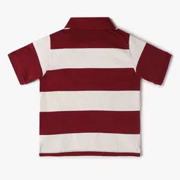 GAP Boys Striped Color-Blocked Relaxed-Fit Polo Collar T-Shirt image 3