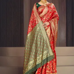 URU FASHION Woven Design Zari Art Silk Banarasi Saree image 4