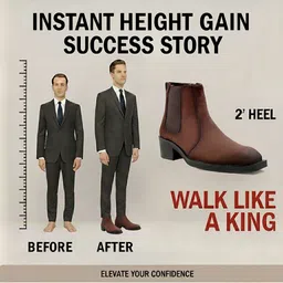 Bxxy Men Round Toe Elevator Block Heel Slip-on Regular Boots image 3