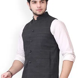 BuaGi Collection Mandarin Collar Woven Nehru Jackets image 4