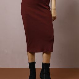 Athena Women Ribbed Pencil Midi Skirt-picture-16