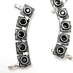 Yash Jewels Emporiums Silver-Plated Stones Studded Oxidized Square Shaped Earcuff-image-52