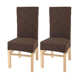 Yellow Weaves Set Of 2 Coffee Brown Self-Design Chair Covers-picture-38