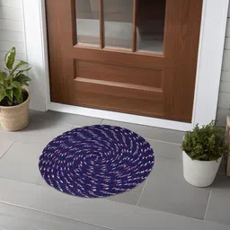 Kuber Industries Maroon & Blue 6 Pieces Textured Cotton Anti-Slip Doormats image 1