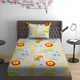WEAVE AND DECOR Grey Microfiber 300 TC Single Bedsheet with 1 Pillow Covers 90"x60"-image-49