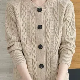 StyleCast Women Cable Knit Self Design Round Neck Cardigan-image-47