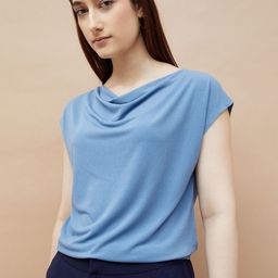 CODE by Lifestyle Women Solid Cowl Neck Causal T-shirt-picture-22
