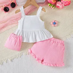 NABBU Girls Bow Detailed Shoulder Straps Top With Shorts image 4