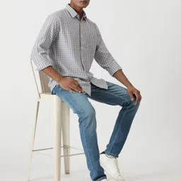 Greenfibre Men Opaque Checked Casual Shirt-image-70