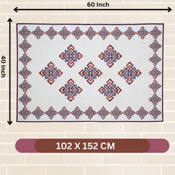 CROSMO Cream-Coloured Floral Cotton 4-Seater Table Cover image 5